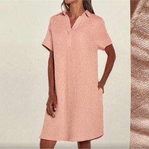 THREE DOTS Ladies Casual Soft Pink Double Gauze Dress Shirtdress with Pockets M